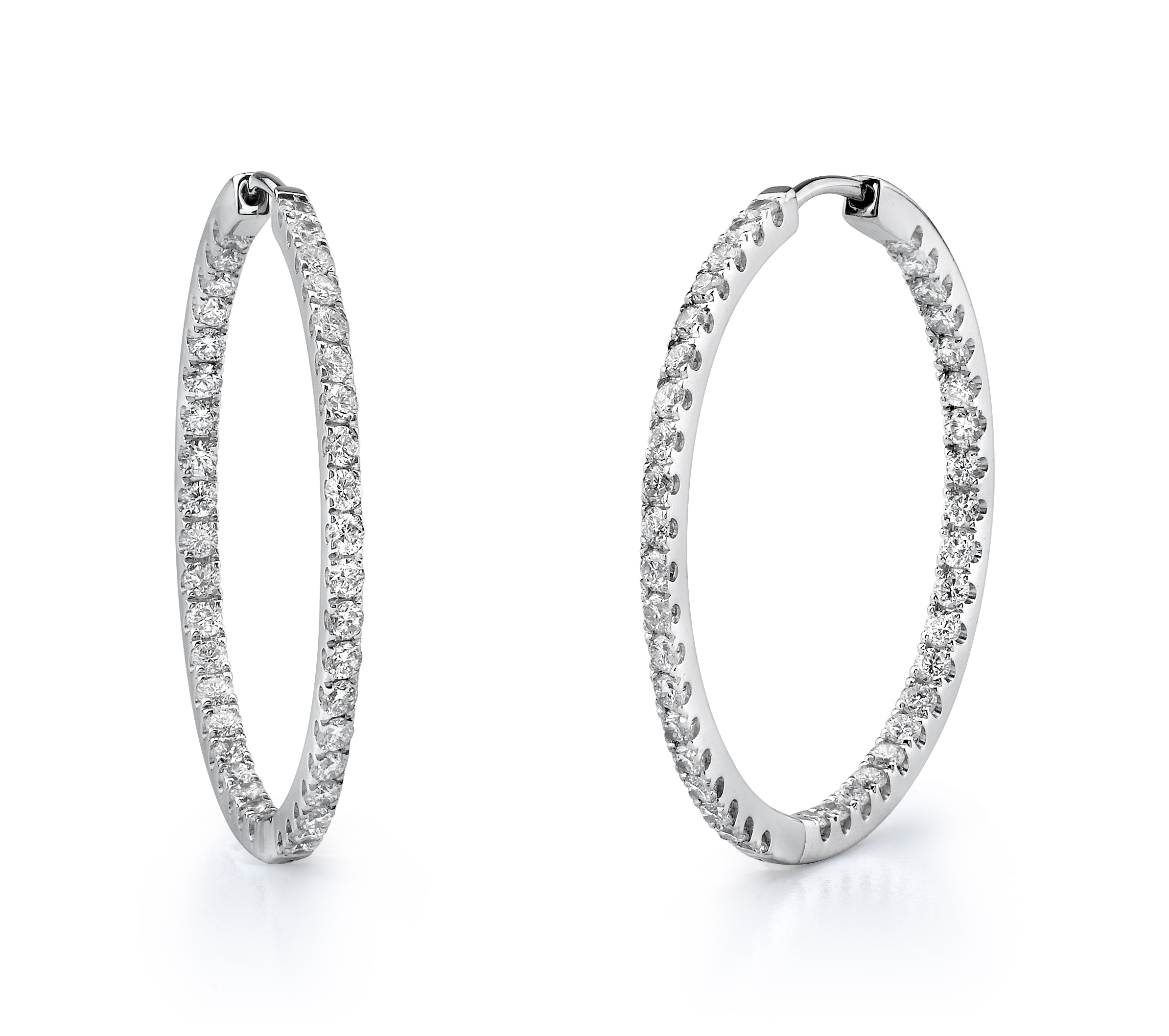 Large Hoop Earring Diamond Inside Out In 14K Yellow Gold  Fascinating  Diamonds